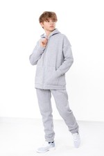 Boys' Teen Warm Set Solid Color Zip Hoodie Comfortable Jogger Pants,, Win...