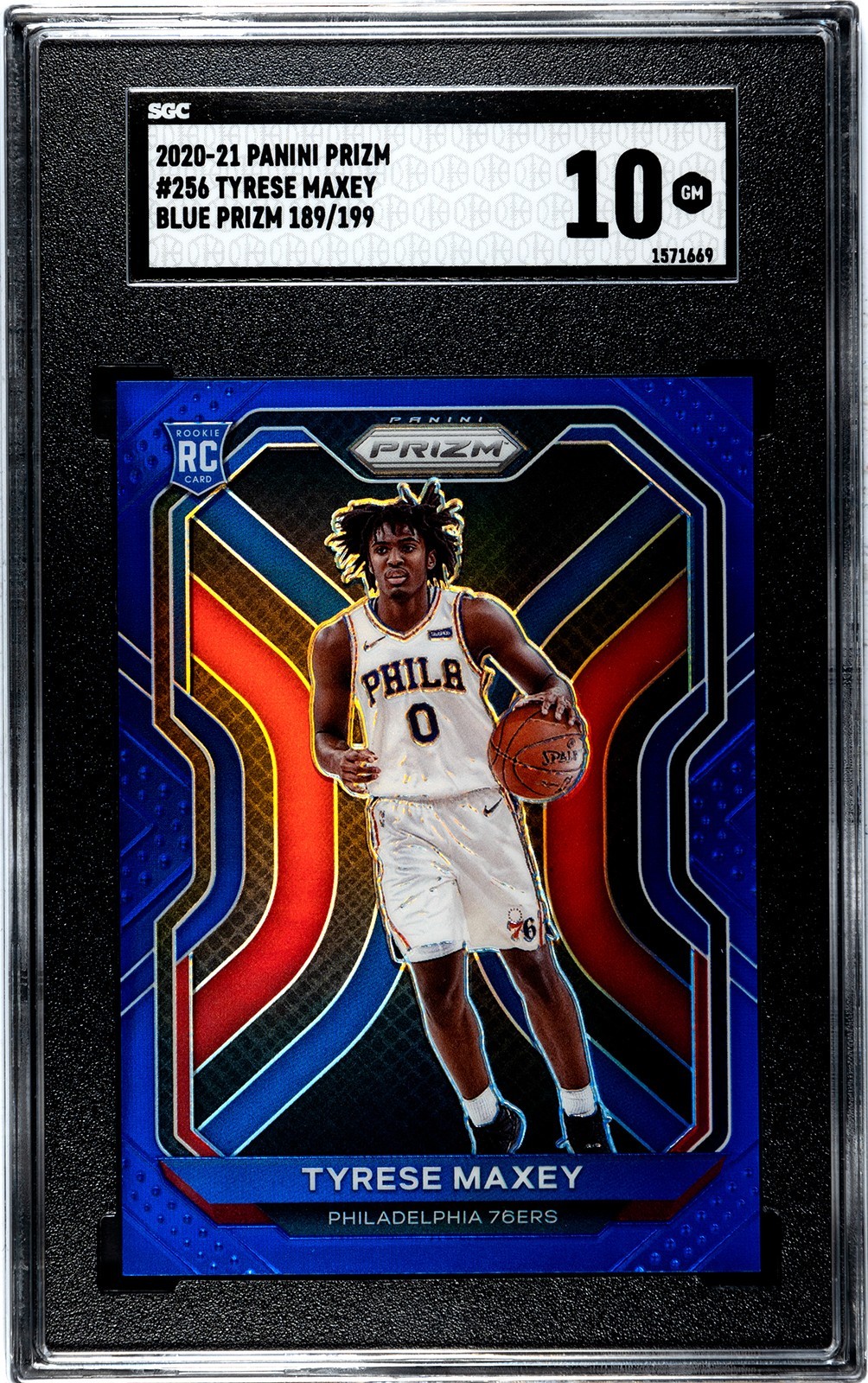 Tyrese Maxey 2020 Prizm Blue Rookie 189/199 SGC 10 #256 RC