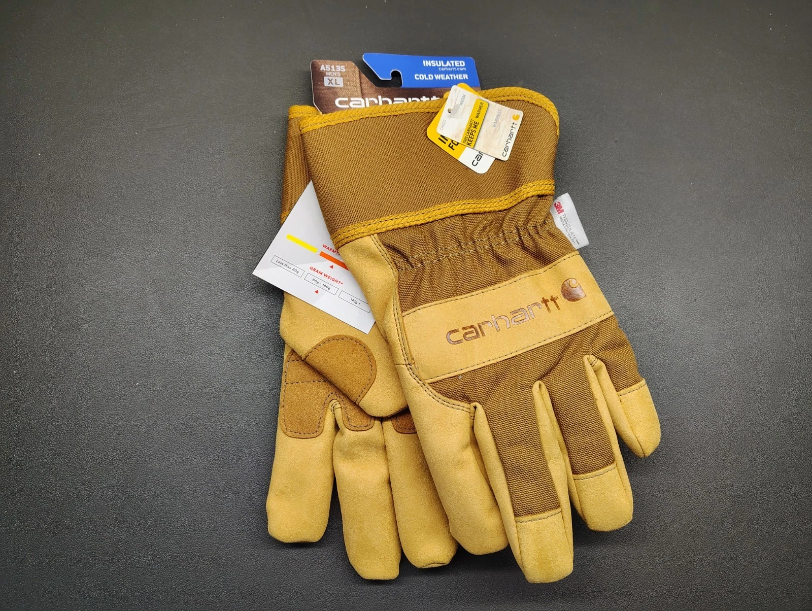 Carhartt Insulated Gloves Mens XL Brown Outdoor 3M Thinsulate Lined NWT
