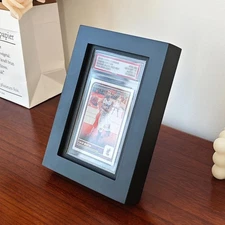 Graded Trading Card Display Case 1 PSA Slab Sport Football Baseball Wood Frame