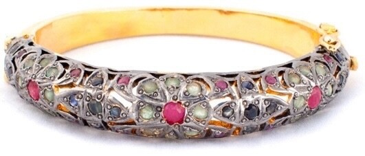 Gold Plated Women’s Multi-Gemstone Ruby Sapphire … - image 1