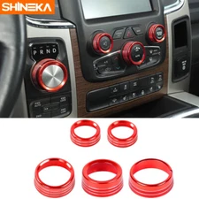 Red Headlight/Center Console Switch Knob Ring Trim for Dodge RAM 1500 2013-2017