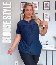  Women's Short Sleeve V Neck Pleated Keyhole T-Shirts Summer Casual Loose Tops