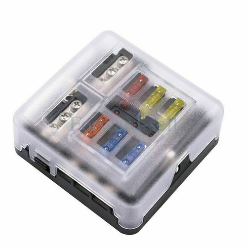 6Way Car Boot Power Distribution 12V-24V Blade Fuse Holder Box Block Panel Board - Picture 10 of 11