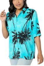 Attitudes by Renee Printed Woven Cabana Shirt Miami Dream