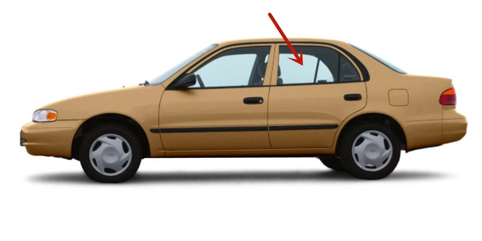 Fits 98-02 Toyota Corolla / Chevy Prizm Sedan Driver Left Rear Door Window Glass Foto 2 de 4