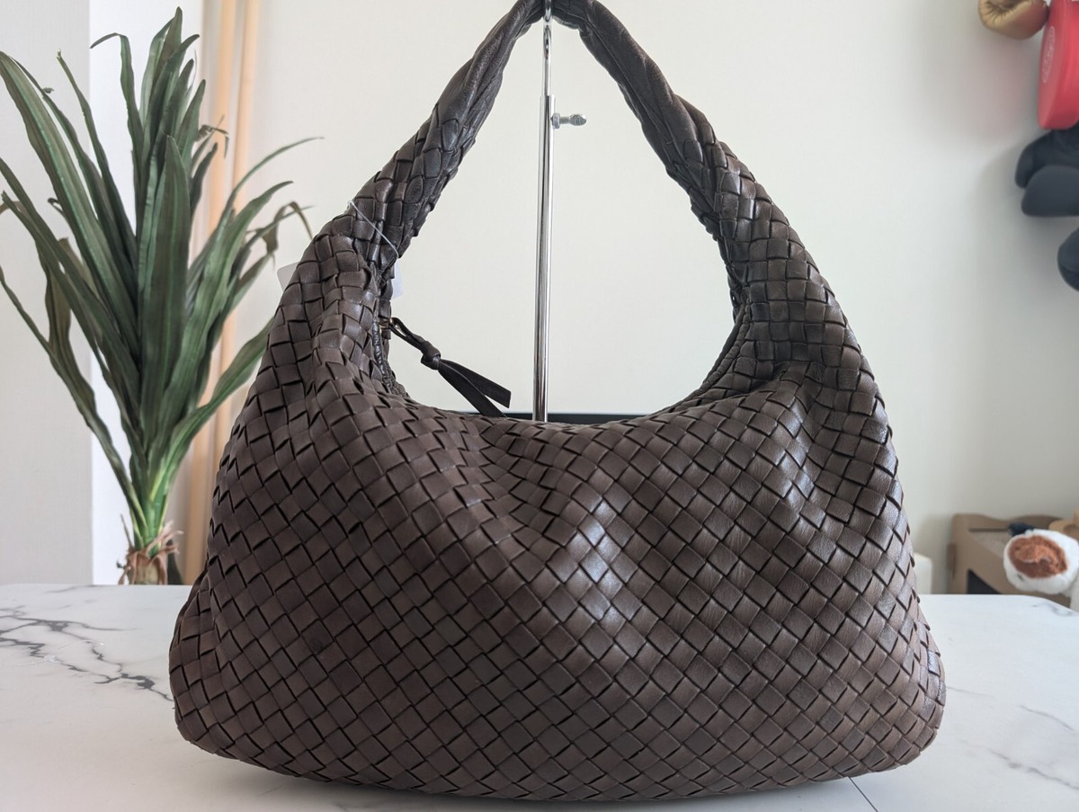 Bottega Veneta Veneta Hobo Dark Brown Intrecciato Leather Shoulder