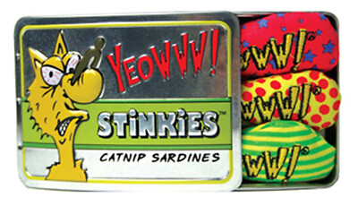 Rosewood Yeowww Dose mit Stinkies in einer Sardinendose, 3er Pack Katzenminze Fisch Katzenspielzeug