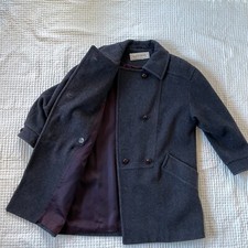 Mackintosh Navy Wool Pea Coat Classic Brown Buttons Women's M Usa Made Vintage