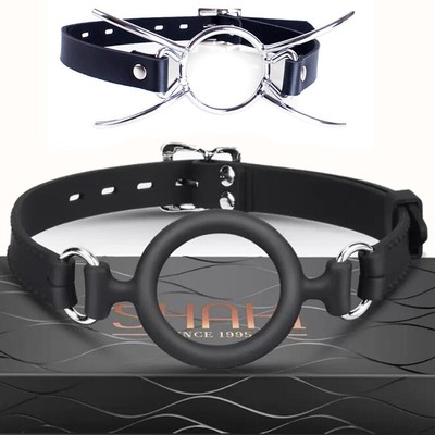 Adult Open Mouth O-Ring Gag Deep Throat Adjustable Belt Harness Oral Fixation SM