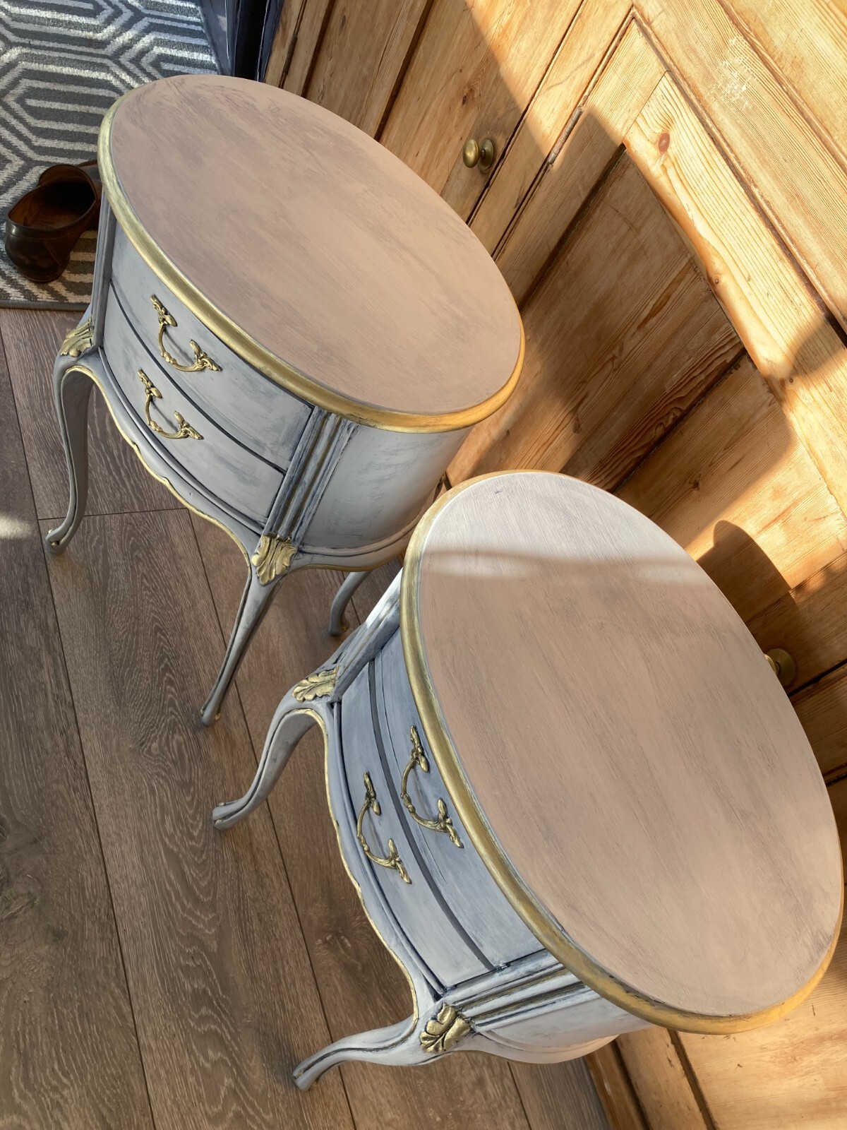 Pair of French style shabby chic bedside tables eBay