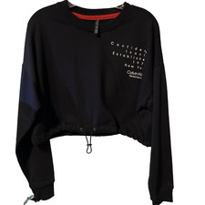 Calvin Klein Performance Crop Top Sudadera Mujer L Negro Cordón Parte Inferior