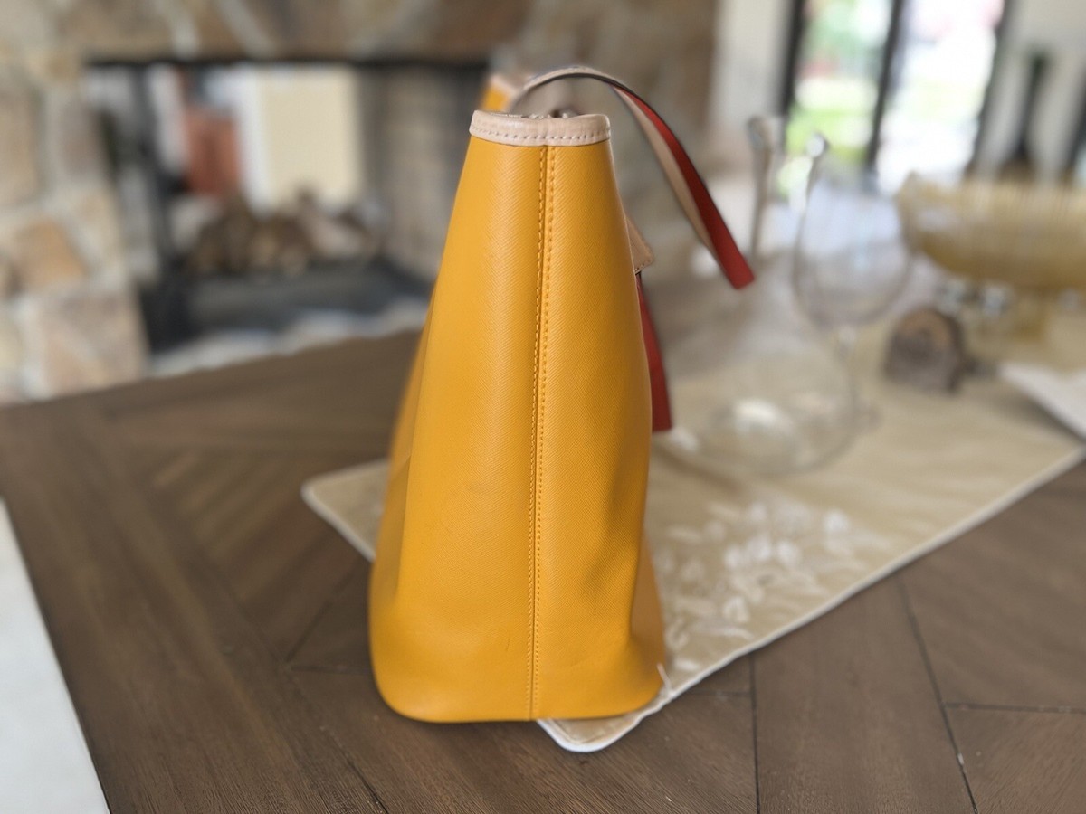 COACH Metro Yellow & Tan Saffiano Leather Large Tote Bag #F24341  