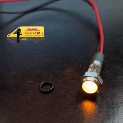LED Signalleuchte orange Meldeleuchte Kontrollleuchte Signallampe 12V-24V Ø 8mm