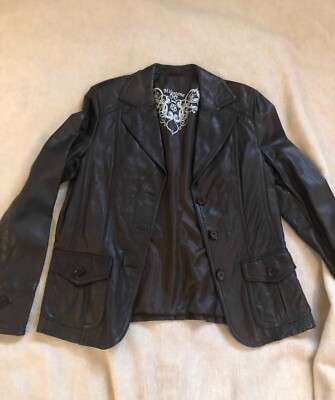 Milestone Damen Lederjacke gr  42 Dunkelbraun TOP