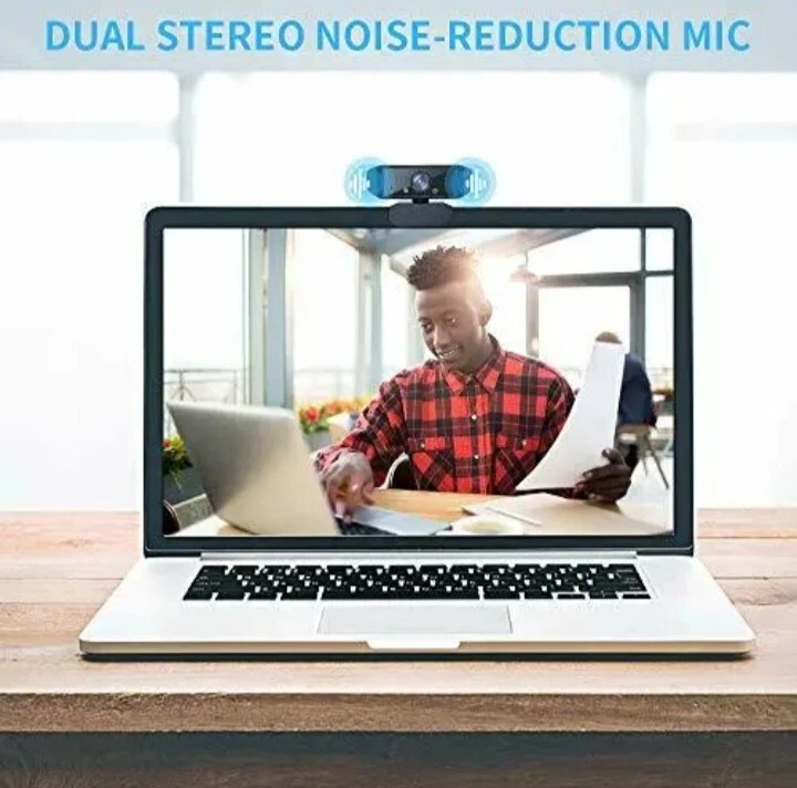 HD Webcam 1080P Camera with Microphone for Desktop Computer PC Black - Image 2 of 4