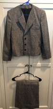 Vintage Wool Jacket Blazer Skirt Set Fits Size 6 Black 3 Button Quality Vtg