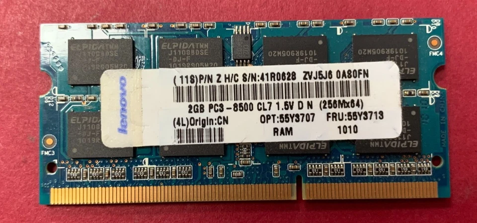 🟥GENUINE RAMAXEL 2GB PC3-8500S LAPTOP RAM MEMORY RMT1970ED48E8W-1066 - Image 2 of 2