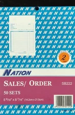 Sales Order Books Carbonless 50 Sets 2 Parts  5 9/16" x 8 7/16"  20 BOOKS