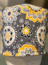 Sunny floral dots reversible Adult Skull/Chemo Surgical Scrub Hat/Cap Handmade