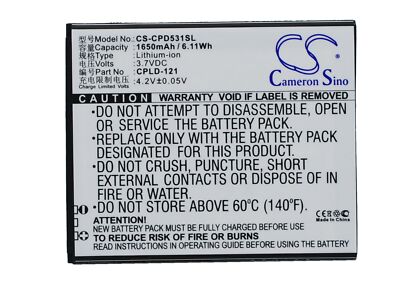 Replacement Battery For Coolpad 3.7v 1650mAh / 6.11Wh Mobile, SmartPhone Battery