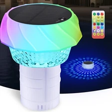 Solar Pool Chlorine Floater with 7 Color Remote Control for Pool Large Capacity