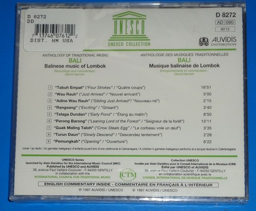 BALINESE MUSIC OF LOMBOK - Audivis CD SEALED - Picture 2 of 2