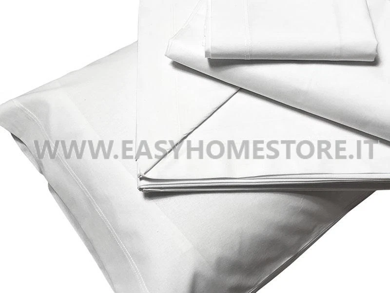 Completo letto hotel lenzuola B&B Bianco cotone forniture alberghiere BNC - Immagine 2 di 3