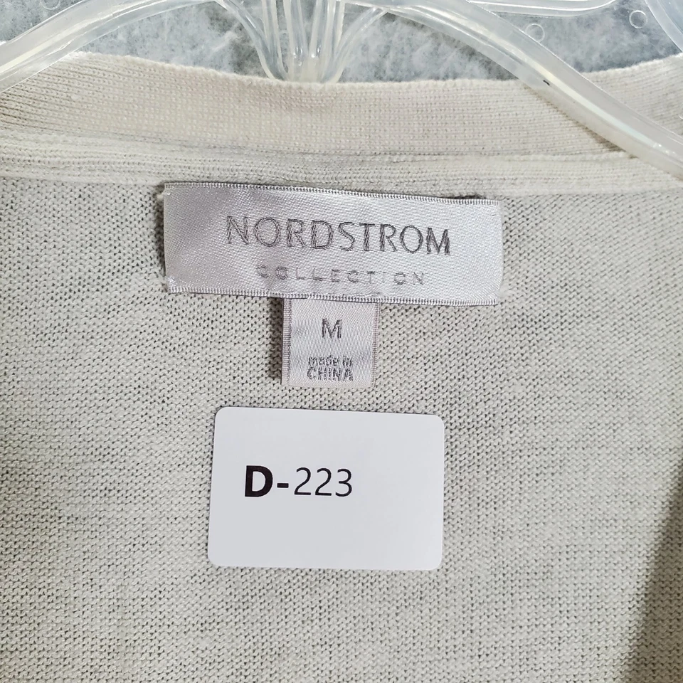 Nordstrom Collection 女式毛衣中号奶油色开衫丝绸羊绒混纺 — 第 2/4 张图片