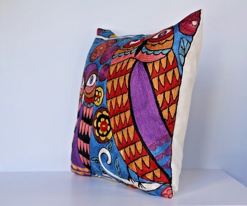 Abstract Picasso Style Modern Art Decorative Silk Throw Pillow 18" Cushion Cover - Picture 18 of 31