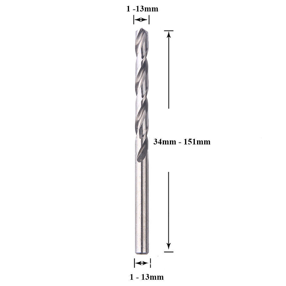 1-13mm HSS-G Metal Ground Twist Drill Bit Jobber Drills for Steel