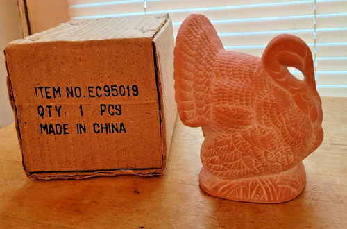 Vintage White washed Terra Cotta Turkey Figurine 5.5x5x5 New in Box - Picture 4 of 7