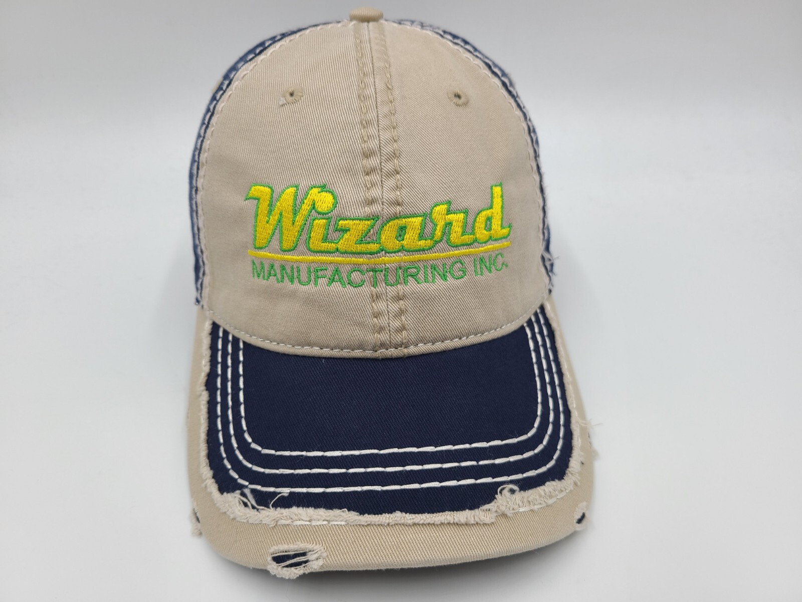 Wizard Manufacturing Inc Distressed Adjustable Hat Cap Chico California Beige