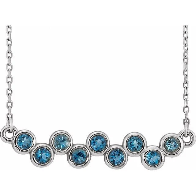 Sterling Silver Natural Aquamarine Bezel Set Bar 16 18 034
