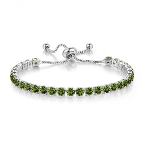 Paris Jewelry 18k White Gold 6 Cttw Created CZ Adjustable Tennis Plated Bracelet - Picture 1 of 1