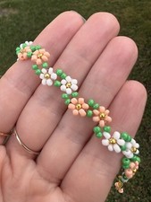 Bracciale Perline Fiori Bigiotteria Handmade Garden
