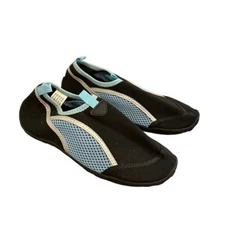 Women’s Size Small 5-6 Water Shoes Black Light Blue Gray Slip On Water Resistant