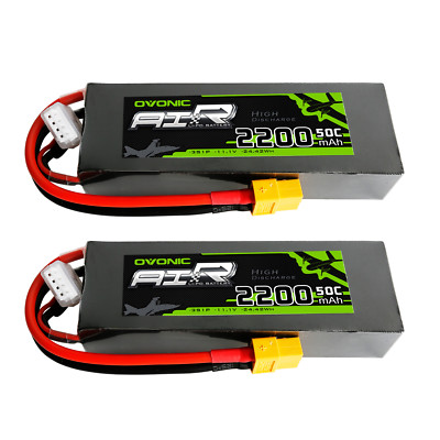 2X OVONIC 3S LiPo Akkus 11.1V 2200mAh 50C XT60 Für RC Heli 64MM EDF JET Plane