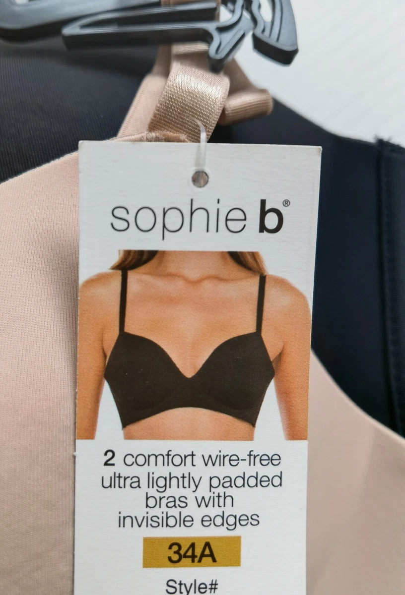 2 Pack Sophie B. Comfort Invinsible Edge Bra Wire free size US34A-36C  AU12A-14C