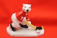 1995 Coca Cola Ceramic Polar Bear Figurine "Always  Playing Hockey" no box