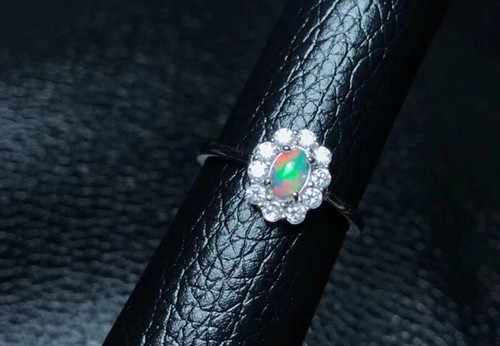 Anillo de ópalo natural, plata esterlina 925, anillo de compromiso de ópalo, regalo de aniversario. - Imagen 3 de 4