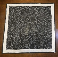 Vintage Black  White Polka-dot Scarf 30 x 30" Made in Italy Solid Edges