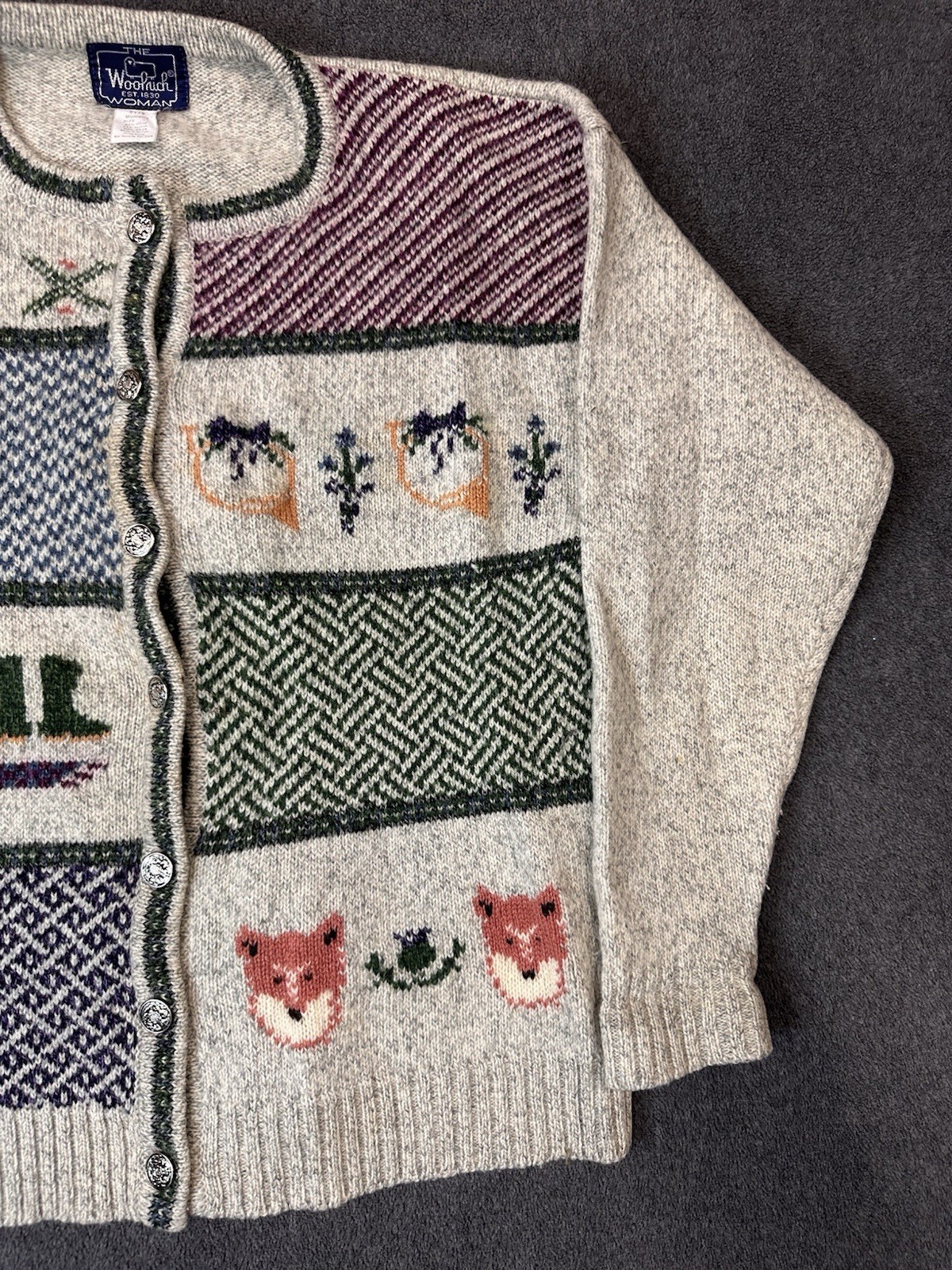 Woolrich Wool Blend Patchwork Button Front Cardig… - image 4