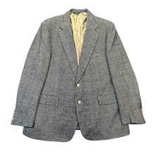 Vintage Polo University Club Ralph Lauren Blazer Blue Herringbone Made in USA