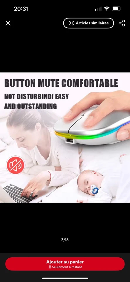 souris Sans fil LED rechargeable bluetooth Wi-Fi Windows Apple Android Promo! - Photo 3/4