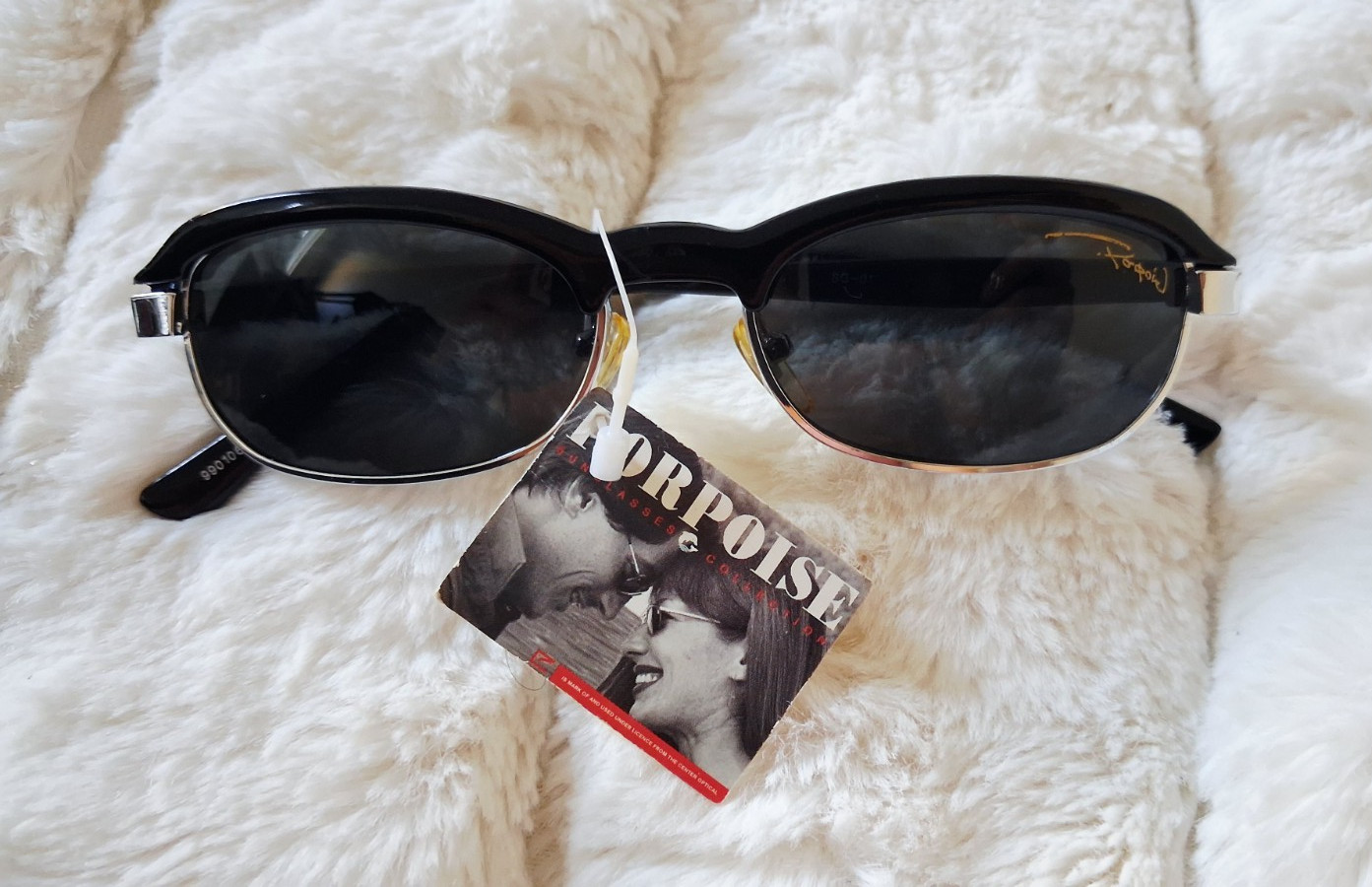 Porpoise Vintage 90s Clubmaster Sunglasses Black Silver NWT Deadstock