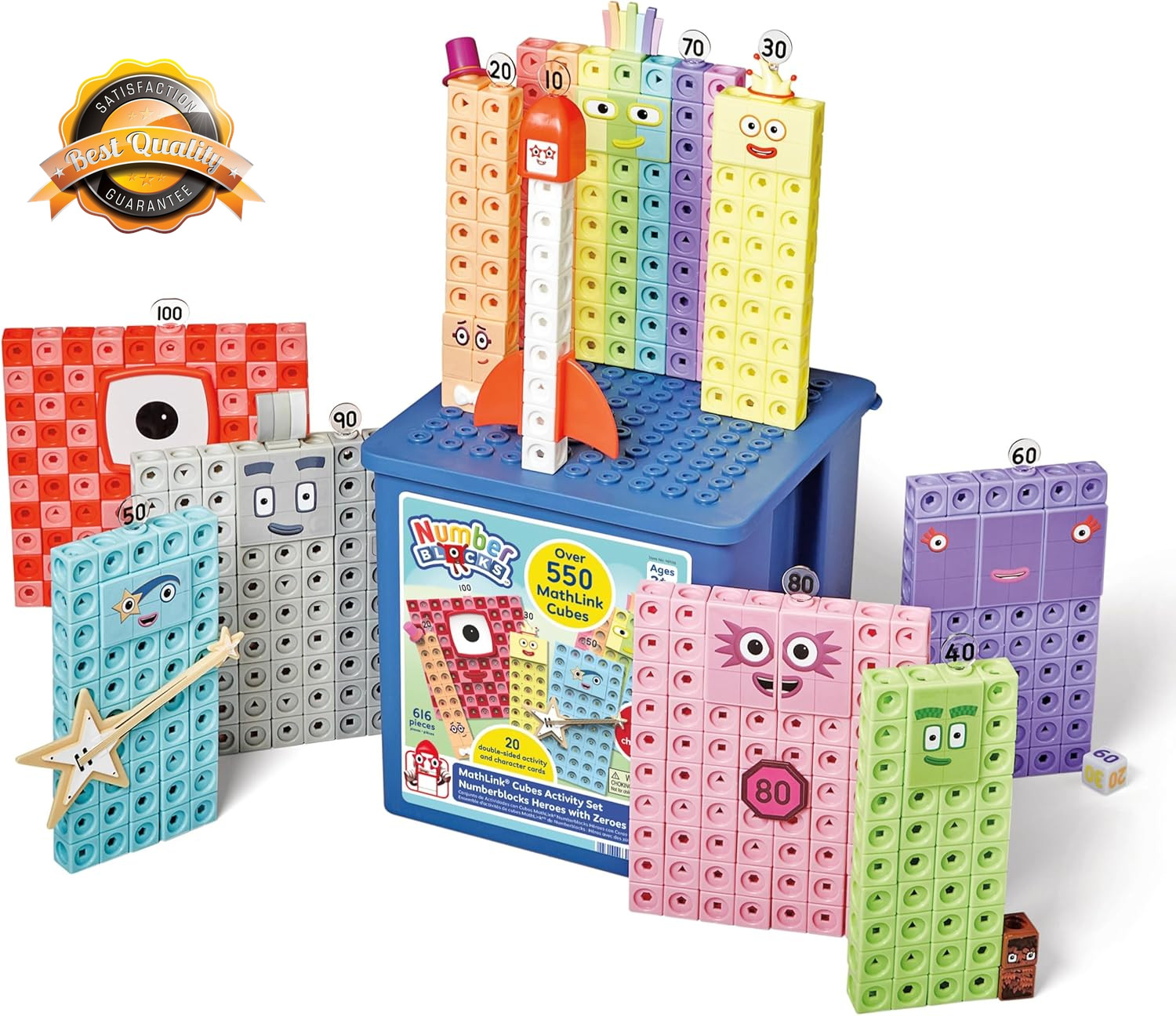 Numberblocks Heroes with Zeroes Mathlink Cubes Activity Set, Preschool Learning