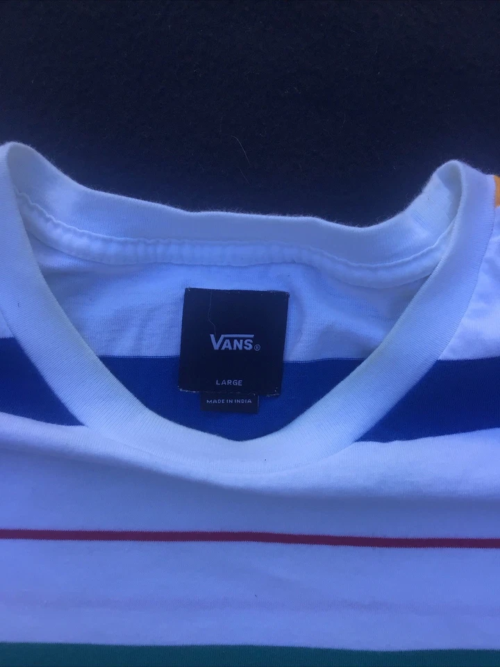 NUEVO CON ETIQUETAS VANS Camiseta Manga Corta Bordada a Rayas Fuera de la Pared Talla Grande Foto 2 de 4