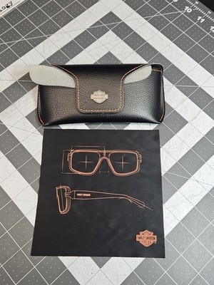 Harley Davidson Motorcycles Leather Sun Glasses Case Holder Shallow Semi Hard