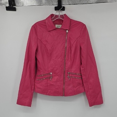 Neiman Marcus Pink Leather Moto Jacket Women's Size M